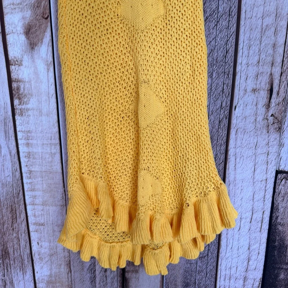 Free People Beach Mykonos Fauxchet Crochet Dress Sunset Gold‎ Coverup Medium NWT